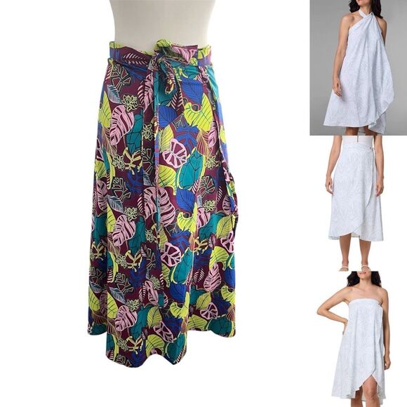 Coolibar Island Convertible Wrap Multicolored Palm Print Large - Picture 1 of 9
